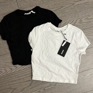 NWT cropped white and black t shirt (both)